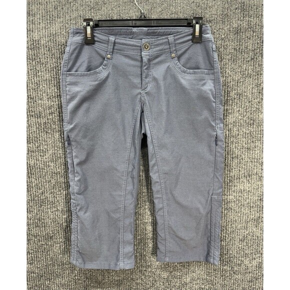 Kuhl Trekr Kapri Capri Pants Womens 4 Blue Stretch Ruched Hem Hiking Outdoor - Picture 1 of 11